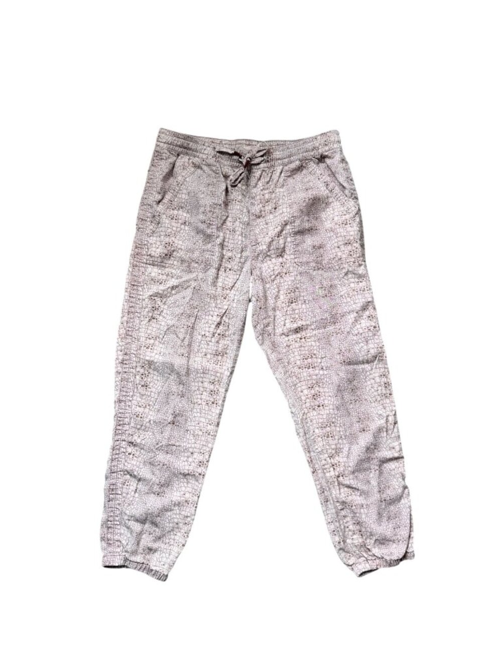 Anthropologie Pink Croc Print Drawstring Jogger Pants 100% Lyocell Size M